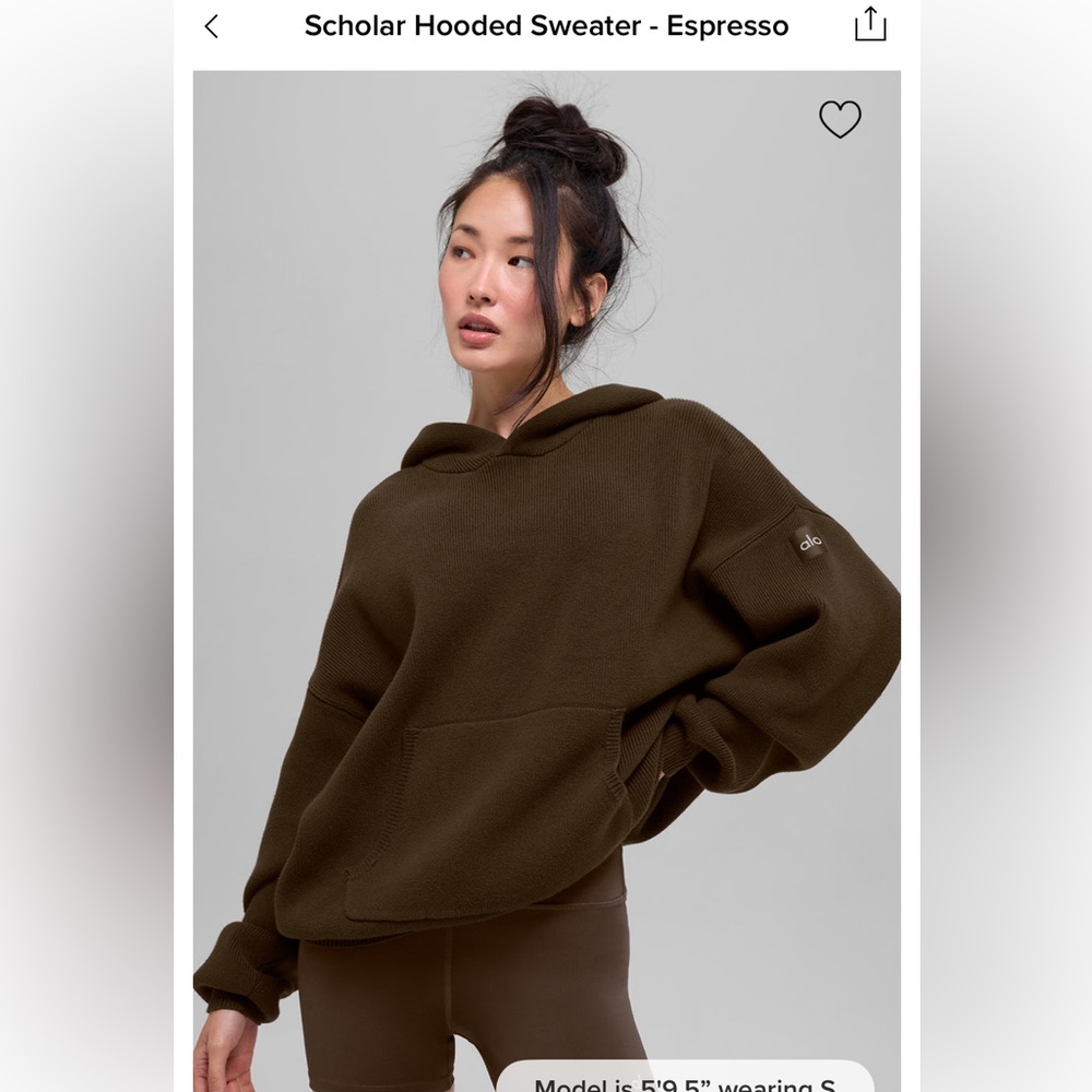 ALO Espresso Scholar Hooded Sweatshirt - NWT